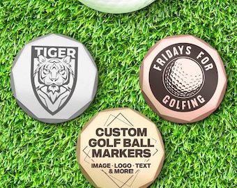 Custom Engraved Metal Golf Ball Marker: Personalized Text, Logo, or Design
