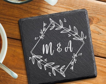 Custom Engraved Slate Drink Coaster: Personalized Photo, Logo, or Design