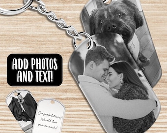 Custom Photo Engraved Keychain: Personalized Stainless Steel Dog Tag