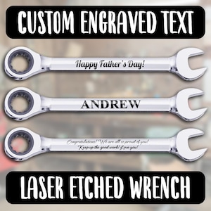 Custom Engraved Steel Wrench - Laser Etched Tool Custom Text Gift - Design Wrench for Him, Bachelor, Best Man, Father&#39;s Day - 10mm 12mm 14mm