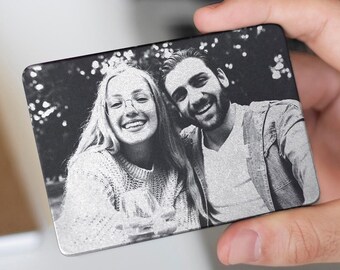 Custom Engraved Photo Card - Aluminum Wallet Insert, Personalized Gift