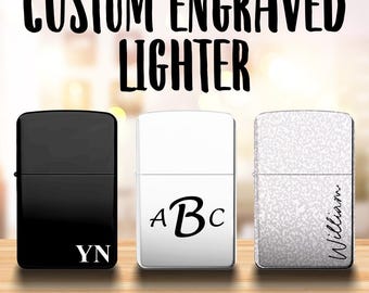 Custom Engraved Brass Lighter: Personalized Text, Initials, Monogram
