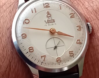 Venus Super, reloj de vestir retro suizo de cuerda manual, muy coleccionable, muy raro para hombre, años 1960