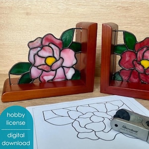 MÖNSTER * Bokstödshörn med pionmönster i målat glas * Hobby