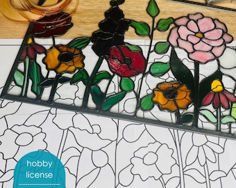 PATTERN * Summer Flower Stained Glass Pattern * Hobby License