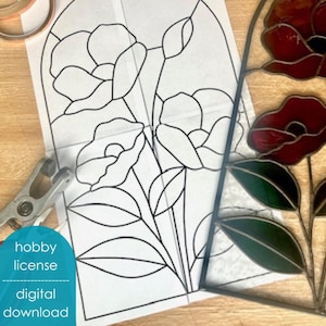 PATTERN * Poppy Flower Stained Glass Pattern * Hobby