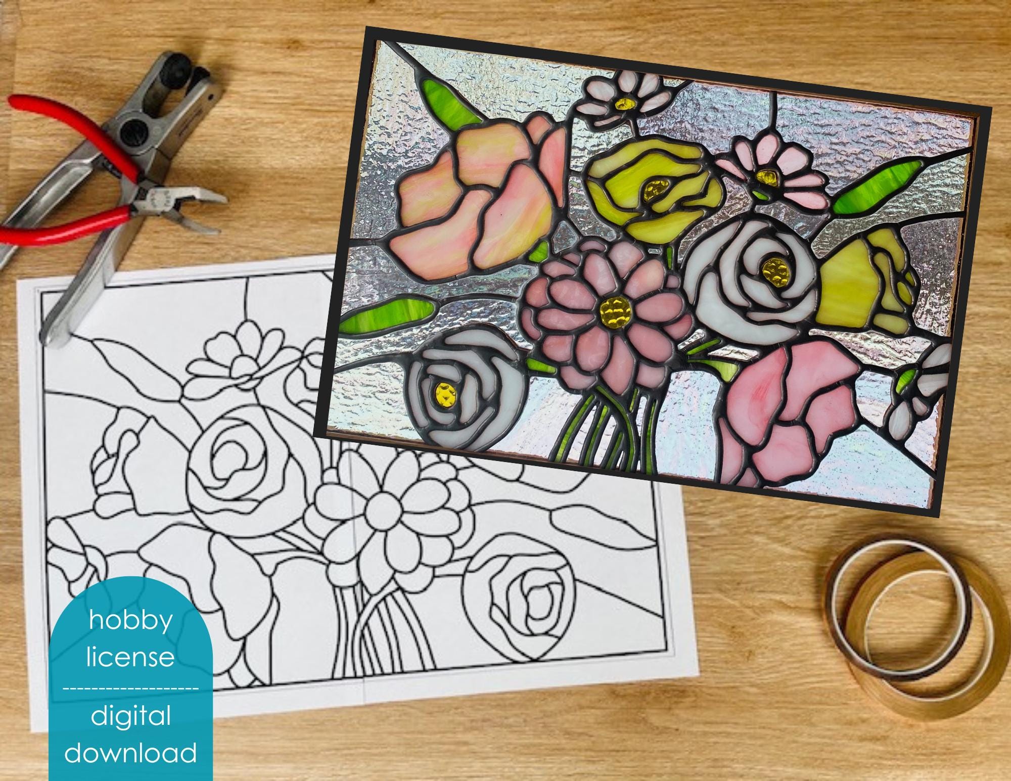 PATTERN * Spring Bridal Bouquet Stained Glass * Hobby License