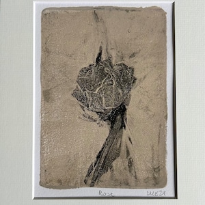 Original rose monoprint - one of a kind floral artwork
