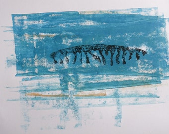 Mackerel fish prints - original one-of-a-kind experimental abstract monoprints