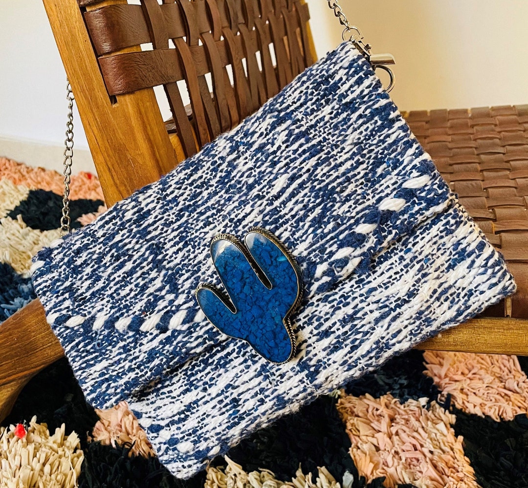 Sac Ethnique Berbère Marocain - Velours Beige Et Noir, Fabrication Artisanale