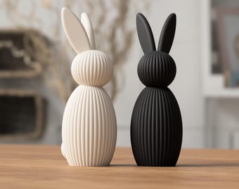 Décoration de Pâques minimaliste : lapin, noir et blanc, figurine moderne, style scandinave, décoration de Pâques, décoration de salon, idée cadeau de Pâques