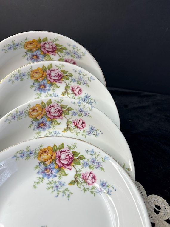 G.F.B PATES FINES DE LIMOGESボウル皿 1920s F. Legrand & Cie Limoges France Floral Set of 4 Coupe Soup