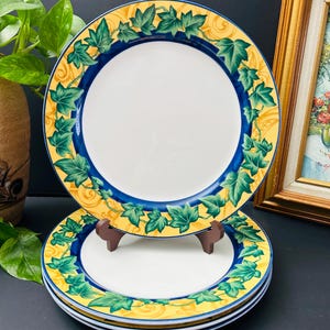 Prato de jantar ou tigela de sopa Vintage Victoria & Beale Green Leaves YVES 9034, cor menta.