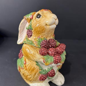 クッキージャー　ヴィンテージ ウサギ　レトロ　ビスクマジック　USA Fitz and floyd rabbit cookie jar - Etsy 日本