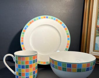 Vintage Villeroy & Boch Twist-Alea Limone Salad Plate,Serving Bowl And Mug,cottagecore, farmhouse ,rustic decor style
