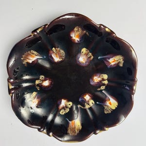 1960-tals Jasba Art Pottery brun och eldad tallrik 25 cm Tyskland 1902/27, lantlig stil, lantlig, rustik inredning - pappas present