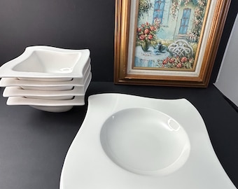 4 Set Of Villeroy & Boch Wave White Soup/Pasta Bowls  or plates