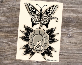 Black & Grey Butterfly Rose