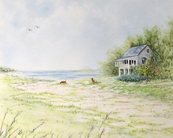 Seaside Homestead by Tina M Morgan. Pastels on Lux sanded. 8" x 10", unframed.