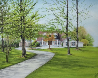 Homesteads #1 by Tina M Morgan, original pastels on Pastelmat, 7.5" x 10", unframed