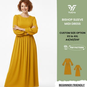 long sleeve smock dress pattern Long Sleeve Maxi Smock Dress Beginner Sewing Pattern Rosys Patterns