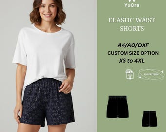 Elastic Waist Shorts Sewing Pattern | Women’s Comfy Lounge Shorts | XS–4XL | Easy Beginner PDF Pattern (A4/A0/DXF)