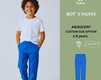 Boy’s Pants Sewing Pattern | Kids Jogger Pants | 1–8 Years | Easy Beginner PDF Pattern (A4/A0/DXF)