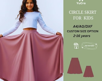 Kids Circle Skirt Sewing Pattern | Full Flared Skirt | 2–16 Years | Easy Beginner PDF Pattern (A4/A0/DXF)