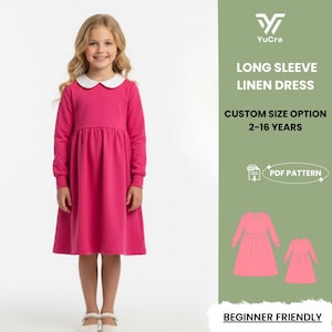 open lace back dress Girl's Day at The Park Applique Long Sleeve Dress in Pink Size 4T