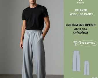 Relaxed Wide-Leg Pants PDF Pattern | Men's Loose Fit Lounge Trousers XS–4XL | Easy Beginner Friendly PDF Pattern