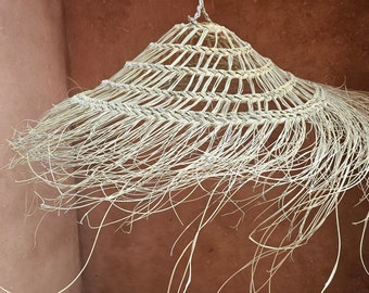 pendant light in straw parasol shape, straw lampshade