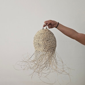 Straw boho pendant light, straw lampshade