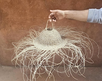 Moroccan pendant light in straw , straw lampshade
