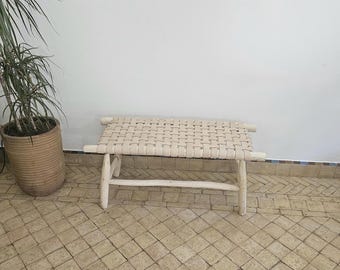 Moroccan bench with leather