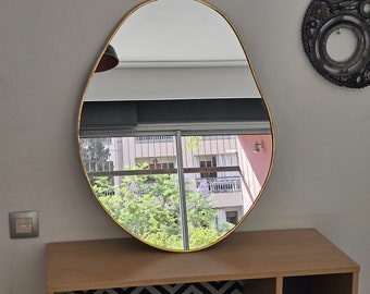 handmade Moroccan  brass wall mirror irregular shape
