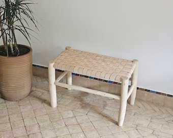 Moroccan bench with leather