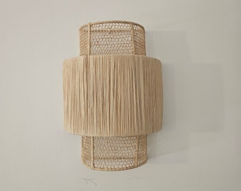 Boho Chic Wandleuchte Raffia aus Marokko - Stilvolles Waben Muster