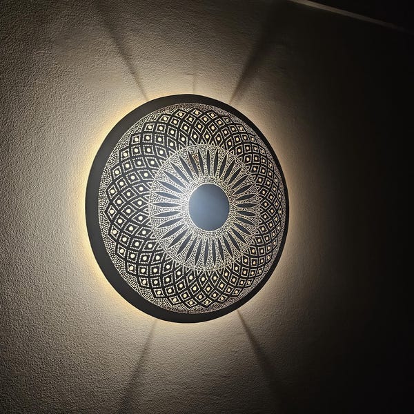 Marockansk mässingsvägglampa, Rund vägglampa