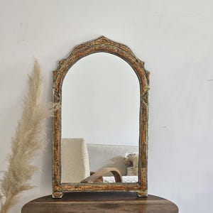 Moroccan oriental mirror with natural inlay frame  - Arched door-shaped handmade wall decor