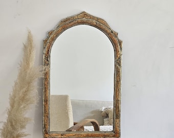 Moroccan oriental mirror with cow bone frame  - Arched door-shaped handmade wall decor
