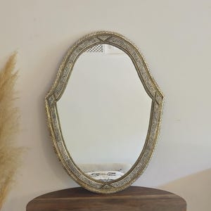 Moroccan oriental mirror with natural inlay frame  - handmade wall decor