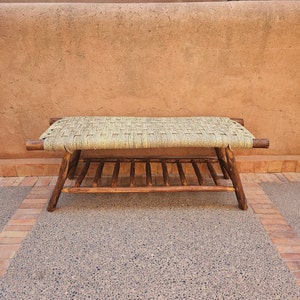 Wooden bench with integrated storage