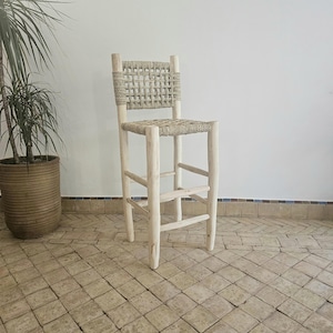 Moroccan stool bar with palm leaf cord