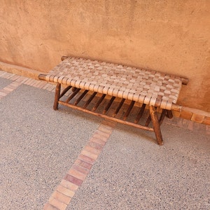 Wooden bench with integrated storage