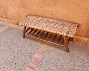 Wooden bench with integrated storage