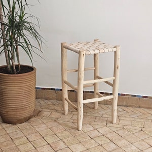 Moroccan stool bar with natural leather