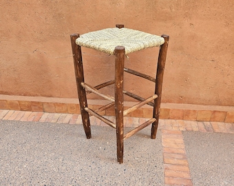 Tabouret de bar marocain avec cordon en feuilles de palmier