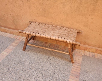 Moroccan bench with leather