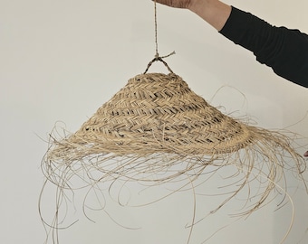 pendant light in straw parasol shape, straw lampshade