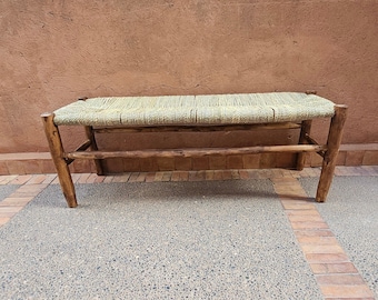 Moroccan bench with palm leaf cord